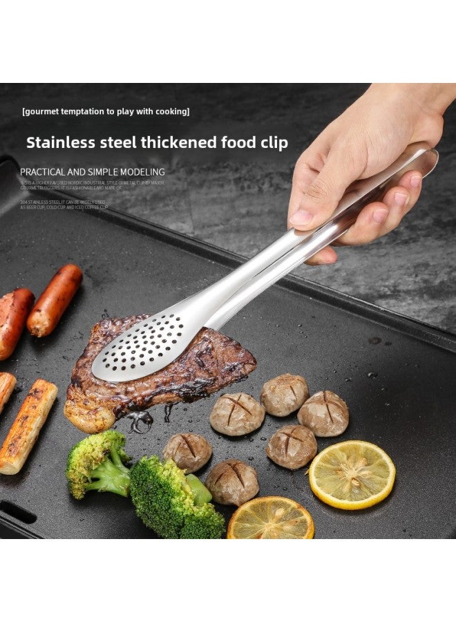 Clip Stainless Steel Food Clip Kitchen 304 Bread Clip Cake Clip Barbecue Clip Commercial Special Cooked Food Clip-Color:304 Three-line Food Clip 12inch ( 28cm )  - Image 3