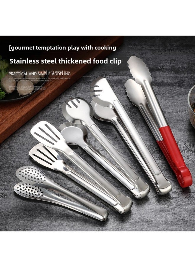 Clip Stainless Steel Food Clip Kitchen 304 Bread Clip Cake Clip Barbecue Clip Commercial Special Cooked Food Clip-Color:304 Three-line Food Clip 12inch ( 28cm )  - Image 2