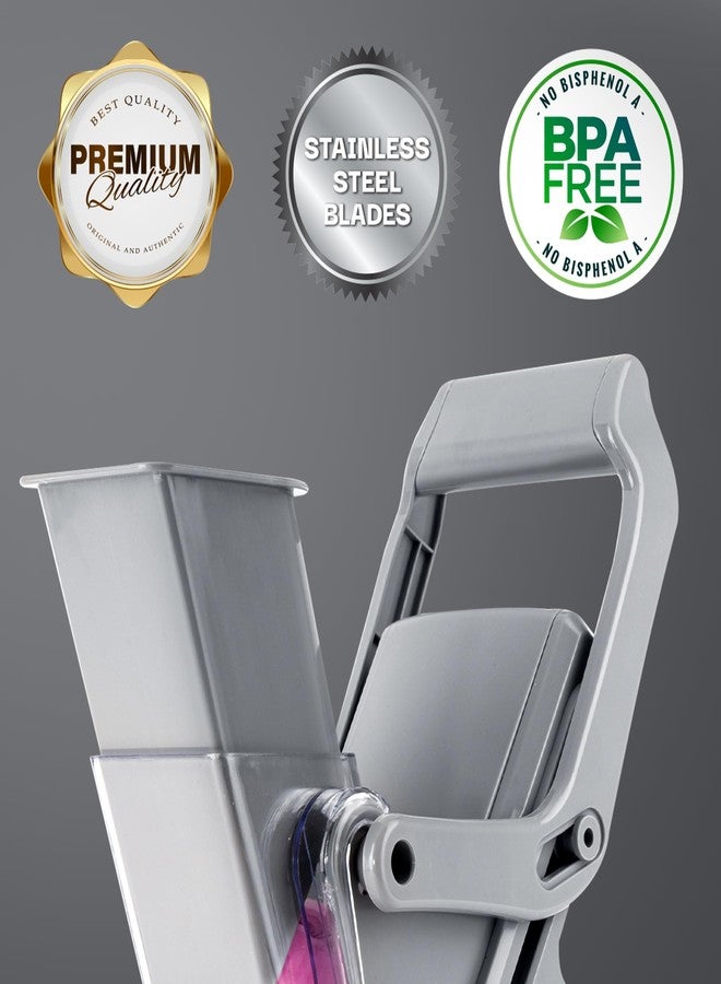 EMSON Safe Mandoline Slicer for Kitchen, All in 1 Mandoline Slicer for Food Works as Potato Slicer, Vegetable Slicer, Food Slicer, French Fry Cutter and More with 5 Blades and Storage Container - Image 4