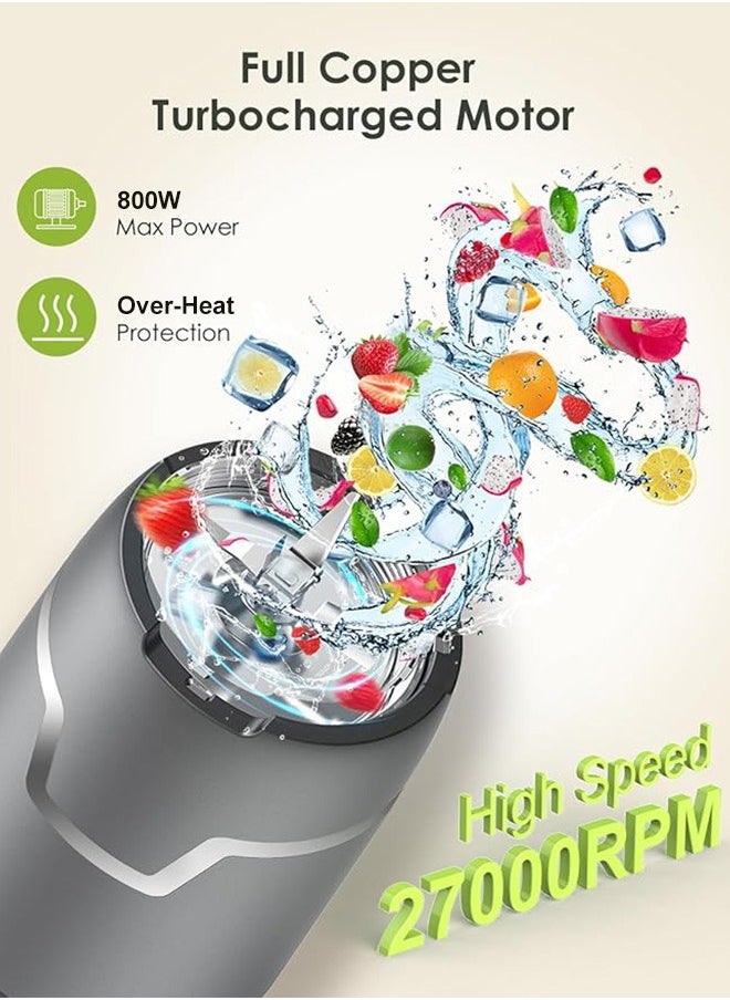 Xoopla - Countertop Blender Smoothie Maker,Multifunctional Personal Size Juice Blender,Juicer Blender 10-Piece Set with 2 * 798ML To-Go Cups 298 ML Grinding Cup,800W Watt/27000RPM Turbo Speed/Stainless Steel Blades,Mini Sports Mixer and Grinder Combo for Kitchen Smoothies Fresh Fruit Shakes - Image 1