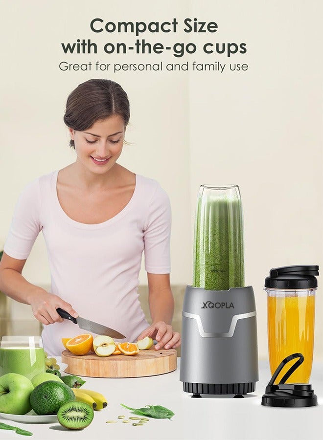 Xoopla Countertop Blender Smoothie Maker, 800W 27000RPM Multifunctional Personal Size Juice Blender, Smoothie Blender 10-Piece Set with 2 * 798ML To-Go Cups 298 ML Grinding Cup Stainless Steel Blades, Mini Sports Mixer and Grinder Combo for Kitchen Smoothies Fresh Fruit Shakes - Image 2