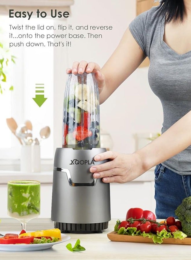 Xoopla Countertop Blender Smoothie Maker, 800W 27000RPM Multifunctional Personal Size Juice Blender, Smoothie Blender 10-Piece Set with 2 * 798ML To-Go Cups 298 ML Grinding Cup Stainless Steel Blades, Mini Sports Mixer and Grinder Combo for Kitchen Smoothies Fresh Fruit Shakes - Image 4