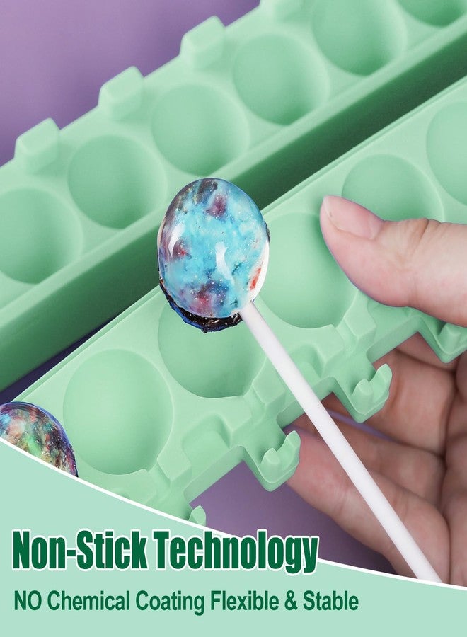 QELEG 2pcs Silicone Lollipop Molds with 100 Paper Sticks, 6-Capacity Round Chocolate Hard Candy Molds for DIY Oreo Chocolate Sucker, Lollipop, Cake pop - Image 4