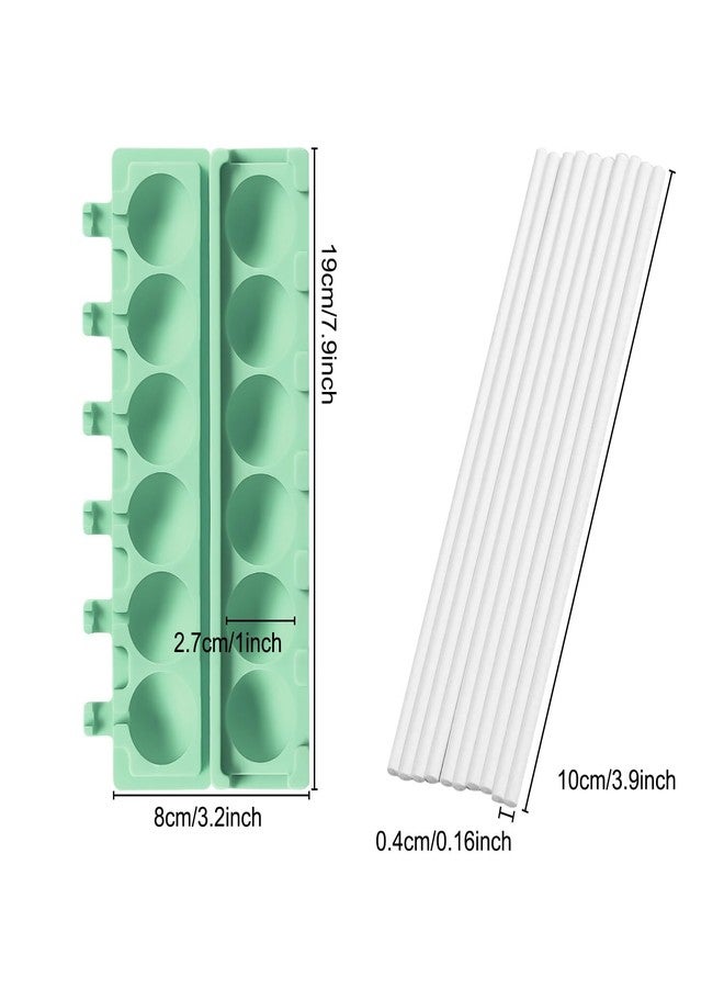QELEG 2pcs Silicone Lollipop Molds with 100 Paper Sticks, 6-Capacity Round Chocolate Hard Candy Molds for DIY Oreo Chocolate Sucker, Lollipop, Cake pop - Image 2