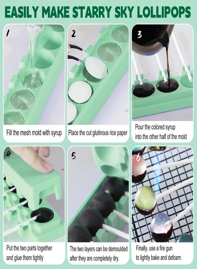 QELEG 2pcs Silicone Lollipop Molds with 100 Paper Sticks, 6-Capacity Round Chocolate Hard Candy Molds for DIY Oreo Chocolate Sucker, Lollipop, Cake pop - Image 3