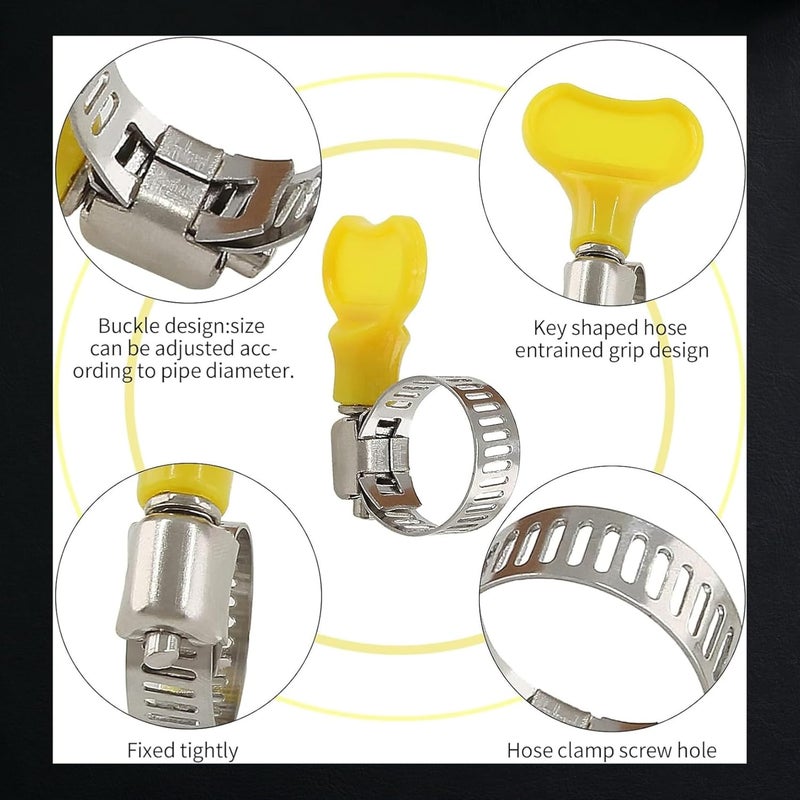 NEW WARE مشبك خرطوم من الفولاذ المقاوم للصدأ بقطر 1/2 بوصة قابل للتعديل مع مفتاح للاستخدامات الصحية والسيارات والميكانيكية (عبوة من 10) - Image 4