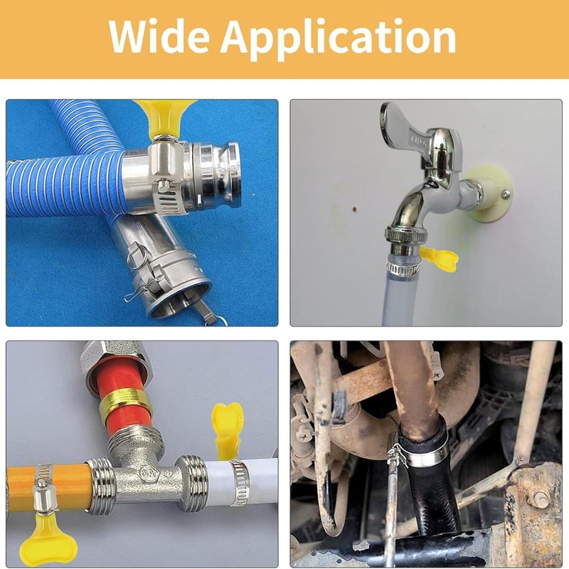 NEW WARE مشبك خرطوم من الفولاذ المقاوم للصدأ بقطر 1/2 بوصة قابل للتعديل مع مفتاح للاستخدامات الصحية والسيارات والميكانيكية (عبوة من 10) - Image 5