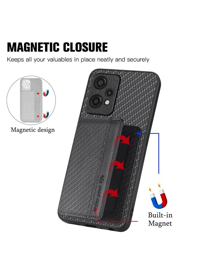 اس-توب جراب هاتف Oneplus Nord CE2 Lite 5G مصنوع من ألياف الكربون وحقيبة بطاقات مغناطيسية - Image 3