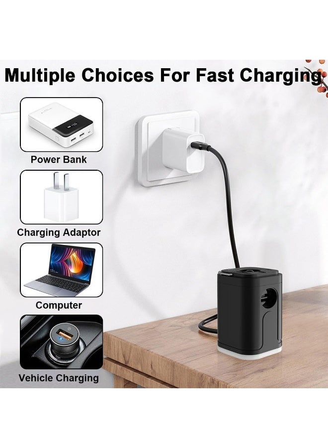 LuzCadaVez Electric Air Pump for Inflatables, 2400mAh Rechargeable Air Mattress Pump Quick Inflator Deflator Mini Portable Vacuum Pump 5 Nozzles & 3-Speed Camping Light for Pool Floats Vacuum Storage Bag Air Bed - Image 2