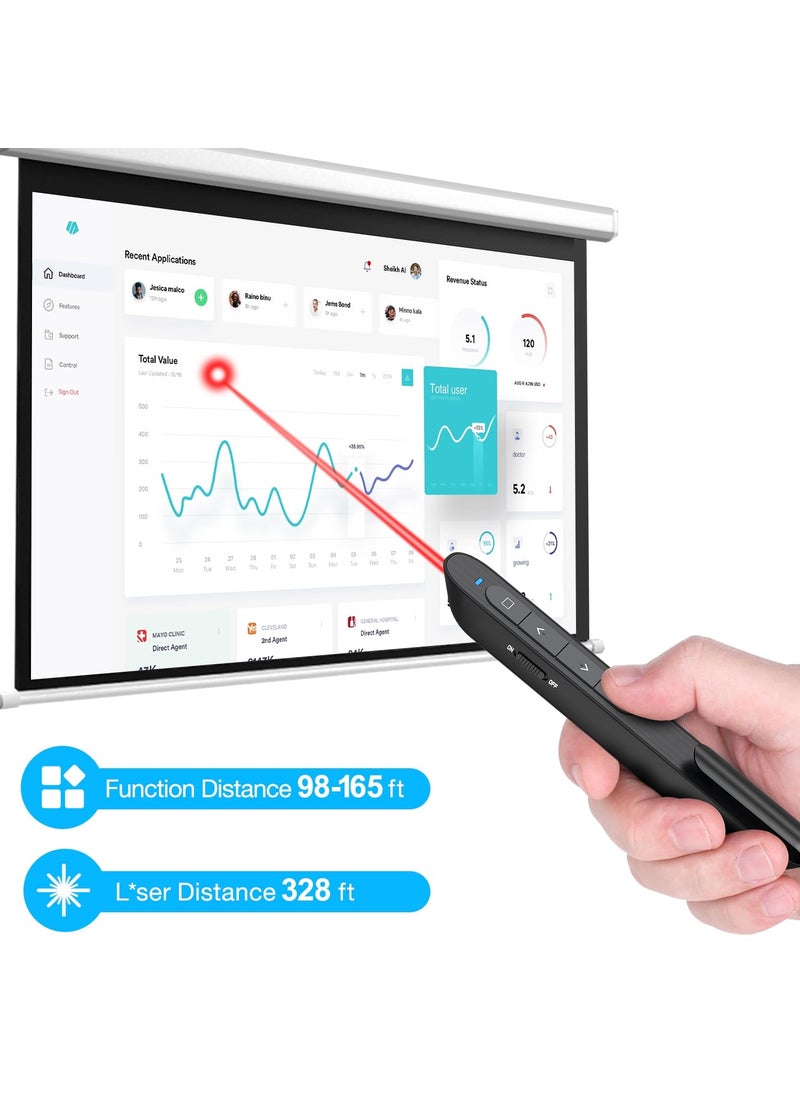 DinoFire DinoFire Presentation Clicker with Case, Wireless Presenter Remote Powerpoint Clicker Storage Proective Bag  - Image 5