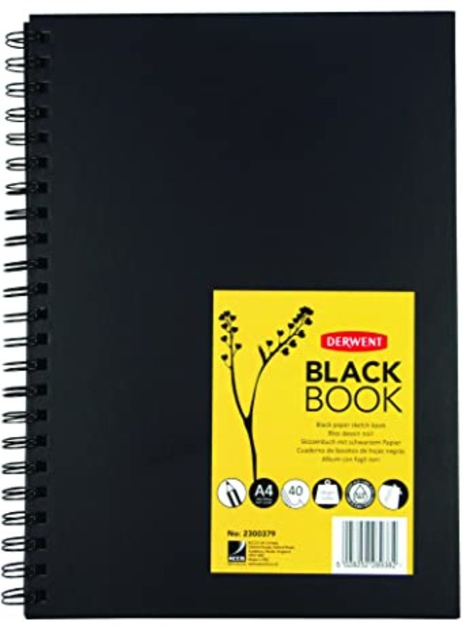 ديروينت - دفتر رسم سلك A4 أسود ٤٠ صفحة - Image 1