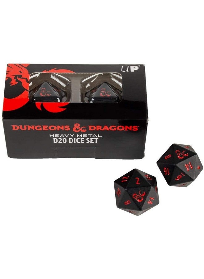 Ultra Pro Ultra PRO Dungeons & Dragons Ampersand Heavy Metal D20 Dice Set (2 Pieces) - Great for RPG, DND, MTG as Gamer Dice or Board Gaming Dice  - Image 1