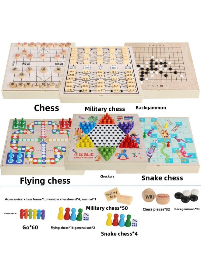 Large Checkers Flying Chess Gobang Colosseum Chess Multifunctional Chessmen Children Primary And Secondary School Students Adult Toys All-in-One