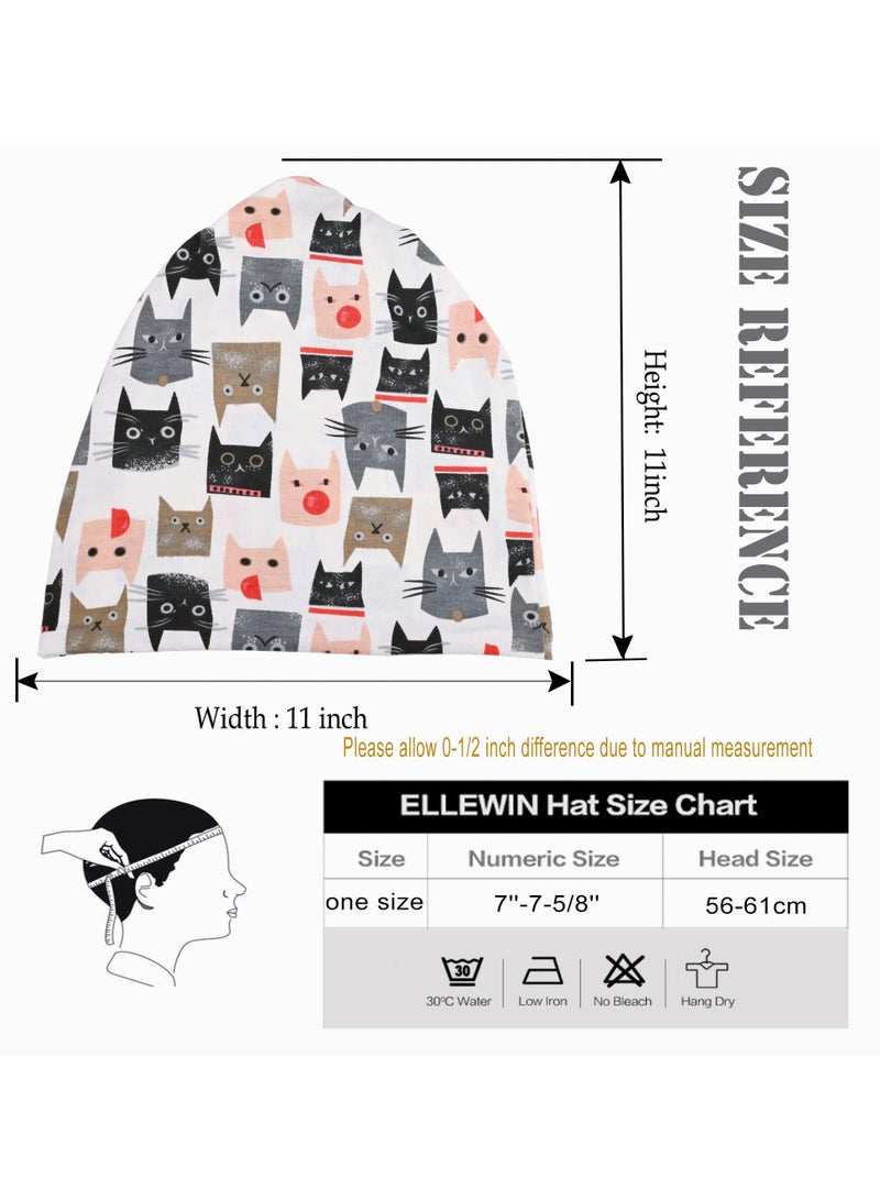 SYOSI 2 Pcs Cartoon Cat Cap Cotton Slouchy Beanie Hip Hop Soft Lightweight Running Adult Dwarf Hats Chemo for Men Women  - Image 5