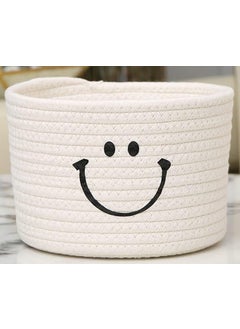 FIASCO FIASCO 58 x 47 Inch Cotton Rope Smile MultiPurpose Storage Baskets Organisers Woven Braided Basket Children Knitted Basket Storage Basket for Childrens Room Toy CosmeticsWHITE  - Image 1