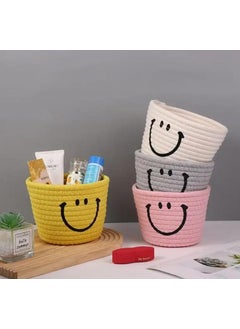 FIASCO FIASCO 58 x 47 Inch Cotton Rope Smile MultiPurpose Storage Baskets Organisers Woven Braided Basket Children Knitted Basket Storage Basket for Childrens Room Toy CosmeticsWHITE  - Image 2