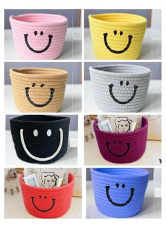 FIASCO FIASCO 58 x 47 Inch Cotton Rope Smile MultiPurpose Storage Baskets Organisers Woven Braided Basket Children Knitted Basket Storage Basket for Childrens Room Toy CosmeticsWHITE  - Image 4