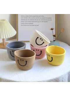 FIASCO FIASCO 58 x 47 Inch Cotton Rope Smile MultiPurpose Storage Baskets Organisers Woven Braided Basket Children Knitted Basket Storage Basket for Childrens Room Toy CosmeticsWHITE  - Image 3