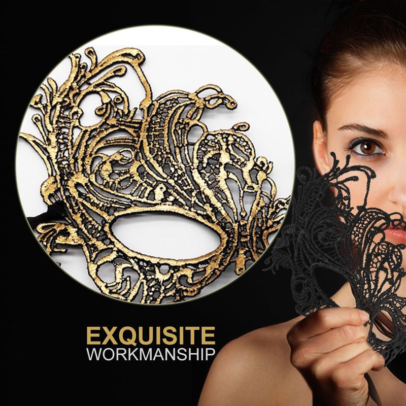 HZYH Couple Masquerade Masks for Men and Women, Shiny Lace Costume Face Masks for Halloween Party Prom Ball Dress-Up - Image 2