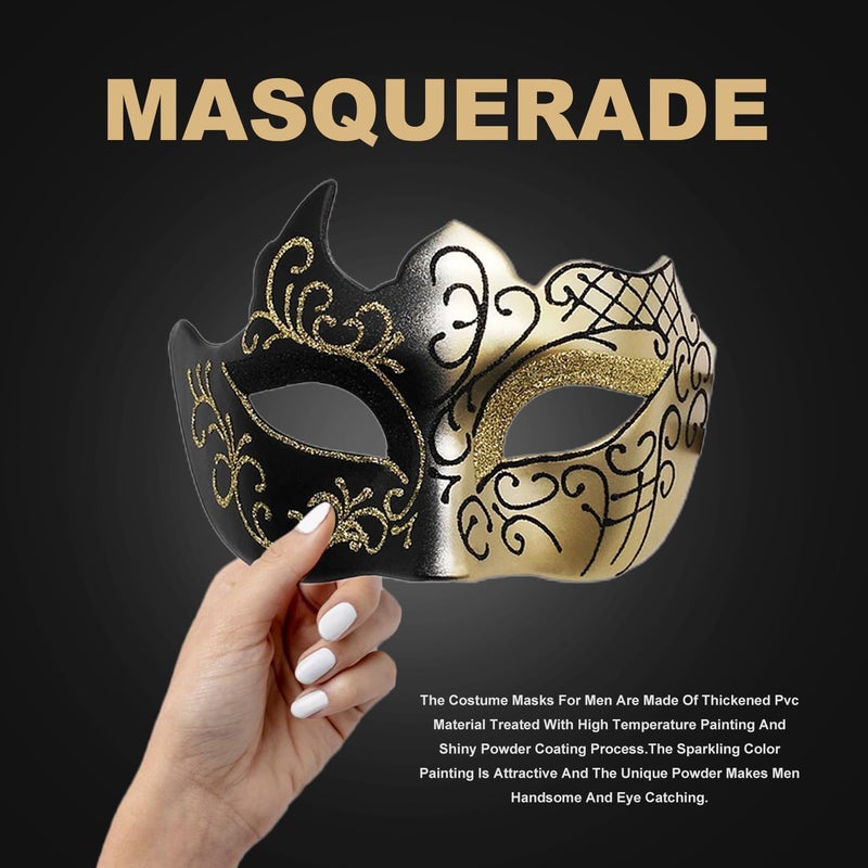 HZYH Couple Masquerade Masks for Men and Women, Shiny Lace Costume Face Masks for Halloween Party Prom Ball Dress-Up - Image 4