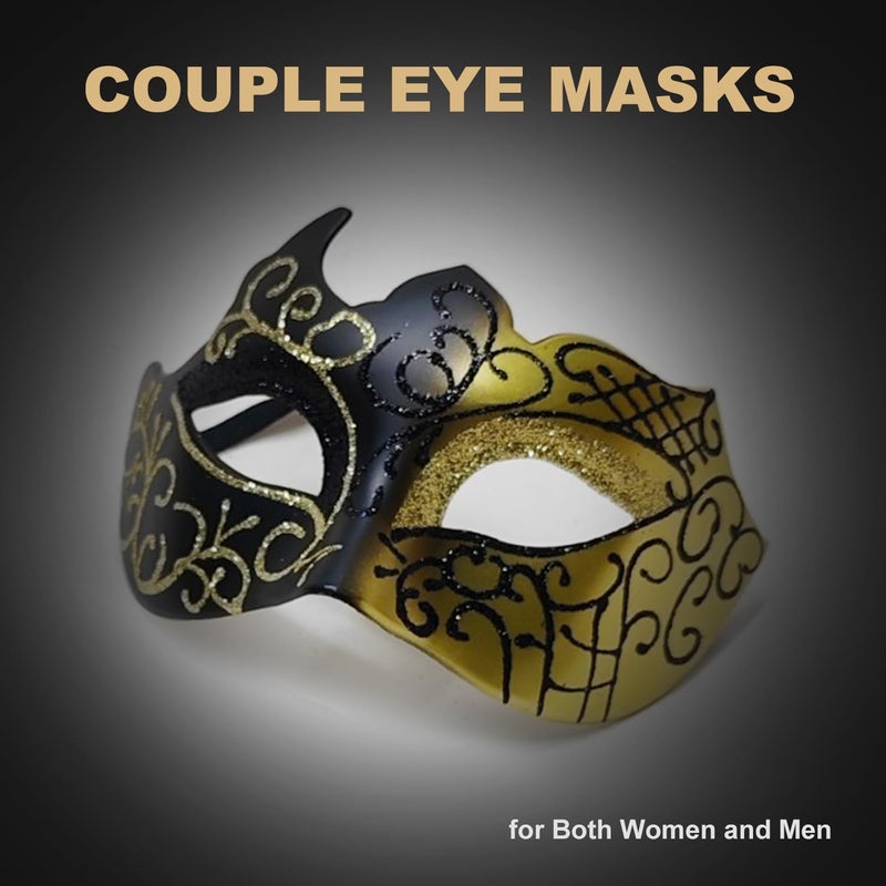 HZYH Couple Masquerade Masks for Men and Women, Shiny Lace Costume Face Masks for Halloween Party Prom Ball Dress-Up - Image 3