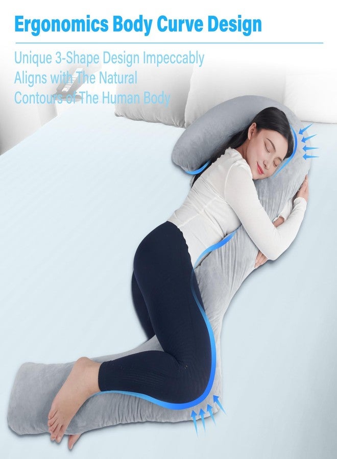 EKEPE Swan Body Pillow with Cover, 68 Inches Memory Foam Full Body Pillow for Side Sleeper, Long Pregnancy Pillow with Contour Support for Back, Knee, Leg Relief - Middle Grey - Image 3
