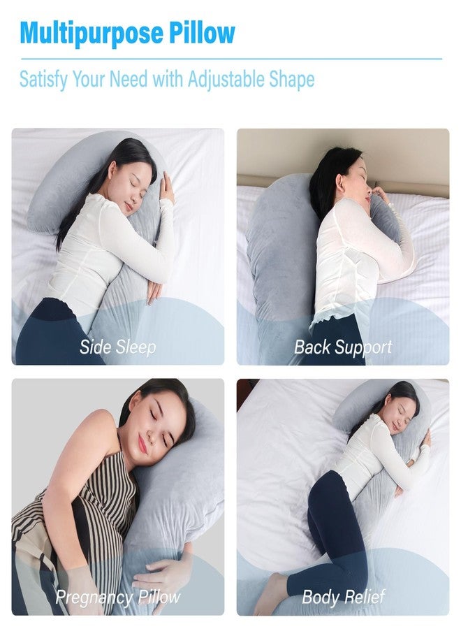 EKEPE Swan Body Pillow with Cover, 68 Inches Memory Foam Full Body Pillow for Side Sleeper, Long Pregnancy Pillow with Contour Support for Back, Knee, Leg Relief - Middle Grey - Image 5