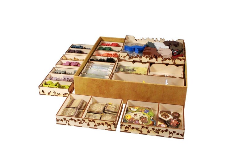 The Broken Token Everdell Board Game Compatible Box Organizer Wood Storage Box with Multiple Adjustable Trays for Tokens Coins and Cards Wooden Game Organizer - Image 3