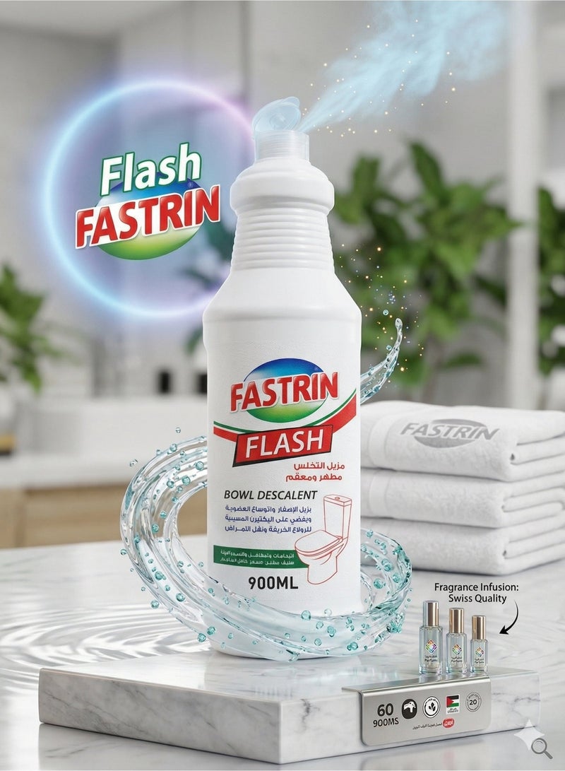 Fastrin Flash Toilet Bowl Cleaner & Descaler 900ML Pack of 3| Powerful Limescale Remover, Disinfectant & Bathroom Cleaner | Removes Stains, Germs & Odors UAE - Image 2