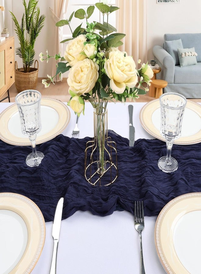 CKIKU 6 Pack 10FT Navy Blue Cheesecloth Table Runner 120 Inch Long Gauze Rustic Boho Cheese Cloth Table Runner Sheer Fabric for Wedding Party Birthday Bridal Baby Shower Centerpiece Home Decor - Image 4