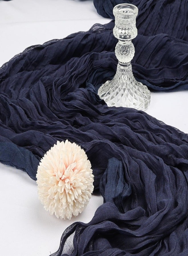 CKIKU 6 Pack 10FT Navy Blue Cheesecloth Table Runner 120 Inch Long Gauze Rustic Boho Cheese Cloth Table Runner Sheer Fabric for Wedding Party Birthday Bridal Baby Shower Centerpiece Home Decor - Image 3
