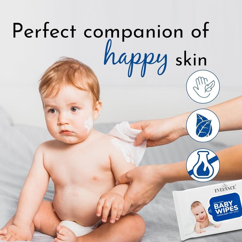 EVELANCE Soft Cleansing Baby Wipes with Lid | 72 Wipes x 4-288 Wipes | Extra Thick & Moist Wet Wipes for Baby's | Prevents Rashes & Redness with Goodness of Aloe Vera Vitamin E | pH Balanced - Image 5