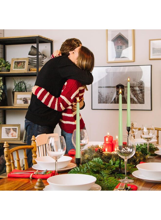 4 قطع من حوامل الشموع المخروطية، مصنوعة يدوياً، بطول 10 بوصات، بدون دخان، مناسبة للمنزل، وحفلات الزفاف، وأعياد الميلاد، وديكور المنزل (أخضر) - Image 5