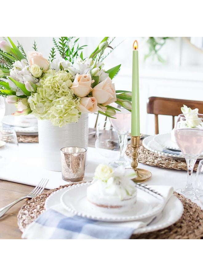 4 قطع من حوامل الشموع المخروطية، مصنوعة يدوياً، بطول 10 بوصات، بدون دخان، مناسبة للمنزل، وحفلات الزفاف، وأعياد الميلاد، وديكور المنزل (أخضر) - Image 3