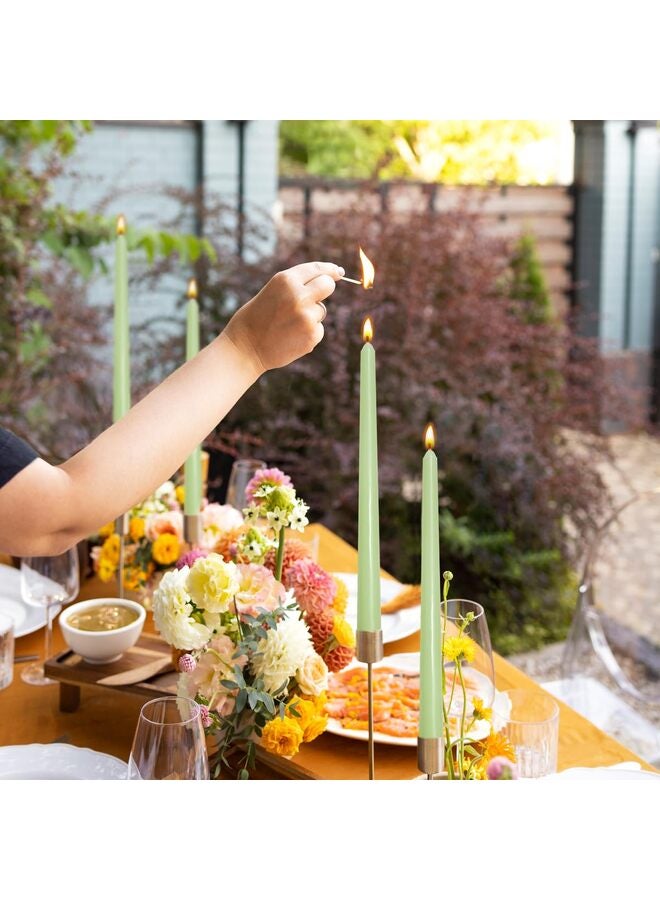 4 قطع من حوامل الشموع المخروطية، مصنوعة يدوياً، بطول 10 بوصات، بدون دخان، مناسبة للمنزل، وحفلات الزفاف، وأعياد الميلاد، وديكور المنزل (أخضر) - Image 2