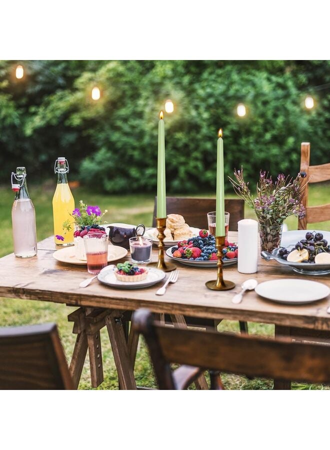 4 قطع من حوامل الشموع المخروطية، مصنوعة يدوياً، بطول 10 بوصات، بدون دخان، مناسبة للمنزل، وحفلات الزفاف، وأعياد الميلاد، وديكور المنزل (أخضر) - Image 4