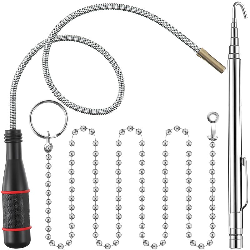 Feekoon Wet Noodle & Retriever Flexible Magnetic Pickup Tool, Bead Chain Fishing Flexible Magnetic Retriever Expandable Retrieval Hook for Wire Through Wall Wiring, Item Pickup - Image 1