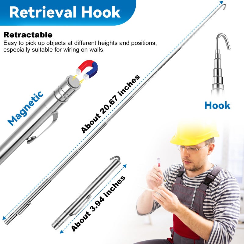 Feekoon Wet Noodle & Retriever Flexible Magnetic Pickup Tool, Bead Chain Fishing Flexible Magnetic Retriever Expandable Retrieval Hook for Wire Through Wall Wiring, Item Pickup - Image 5