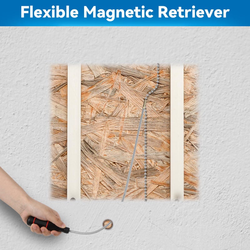 Feekoon Wet Noodle & Retriever Flexible Magnetic Pickup Tool, Bead Chain Fishing Flexible Magnetic Retriever Expandable Retrieval Hook for Wire Through Wall Wiring, Item Pickup - Image 3