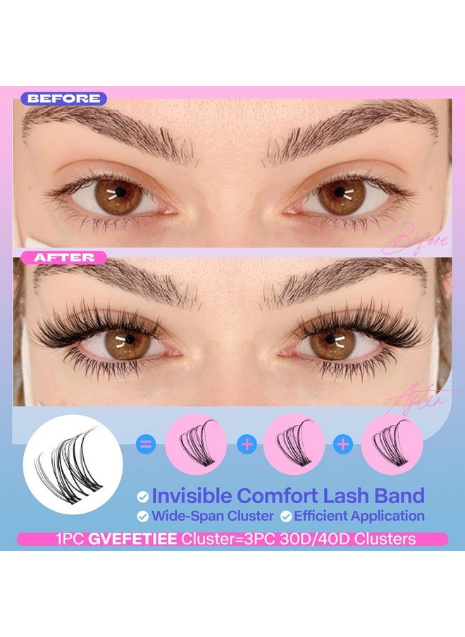 Lash Clusters Kit Natural Lash Extensions Kit 5-16Mm Cluster Eyelash Extensions Kit Wispy Eyelash Clusters With Bottom Lashes And Waterproof Lash Bond And Seal Tweezers Invisible Lash Band