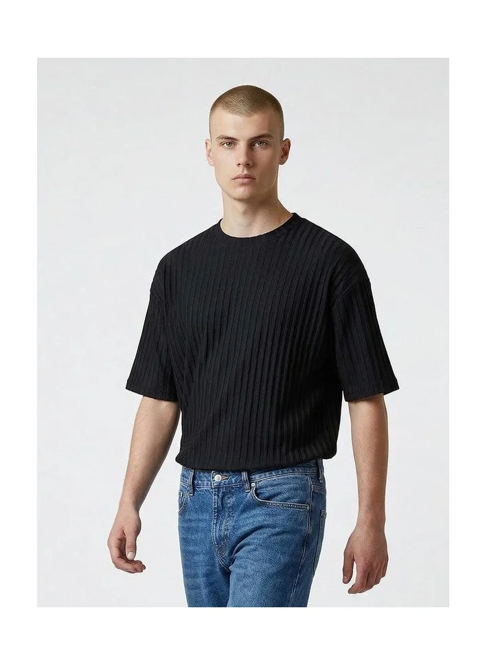 Marrakech Oversized Vertical Ribbed Crew Neck T-Shirt