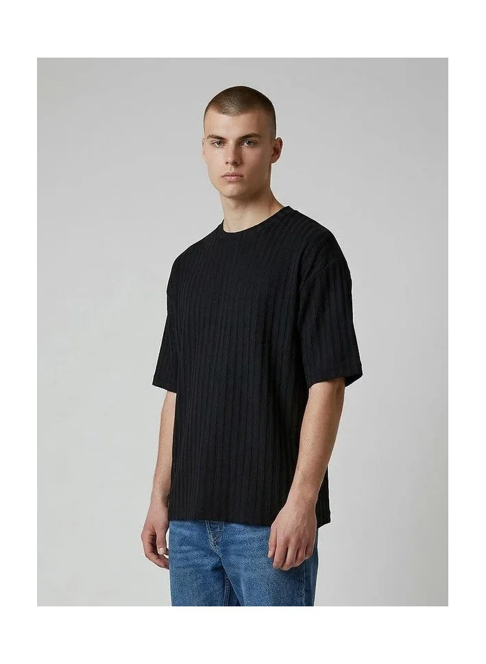 Marrakech Oversized Vertical Ribbed Crew Neck T-Shirt
