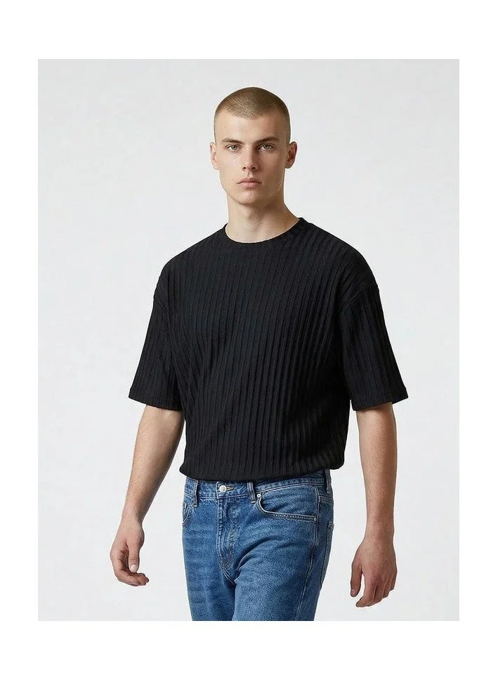 Marrakech Oversized Vertical Ribbed Crew Neck T-Shirt