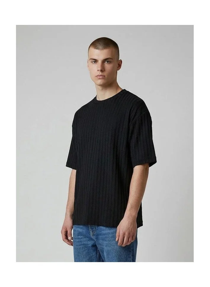 Marrakech Oversized Vertical Ribbed Crew Neck T-Shirt