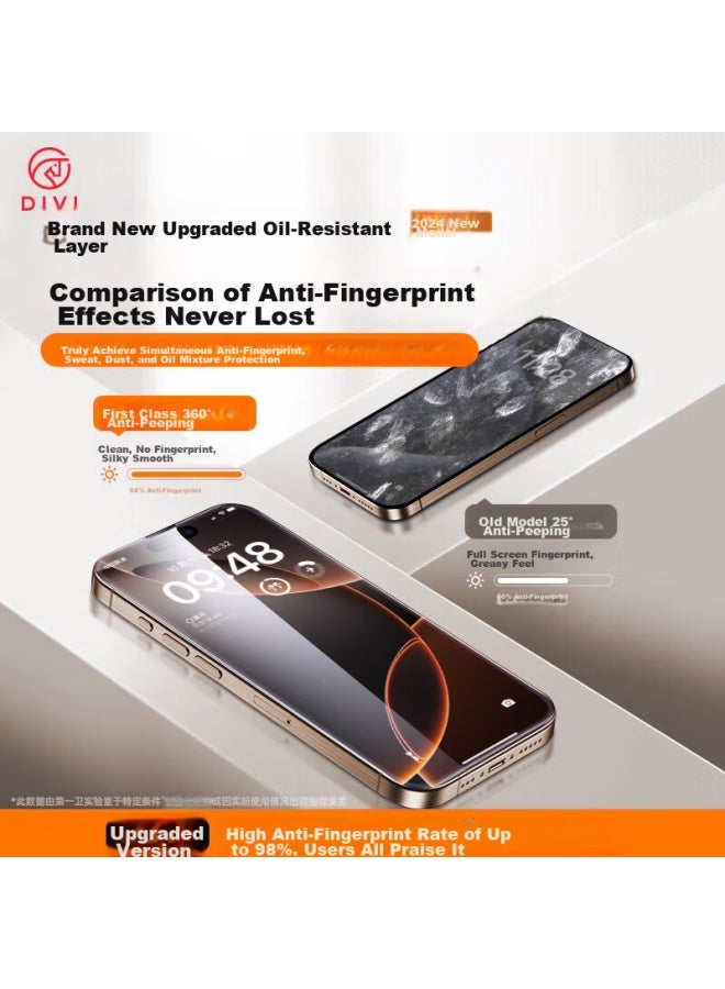 Divi Privacy Screen Protector For Iphone 16, 360° Anti-peeping Tempered Glass Film, Shatterproof, Anti-fingerprint, Anti-spy, Privacy Protection - Image 5