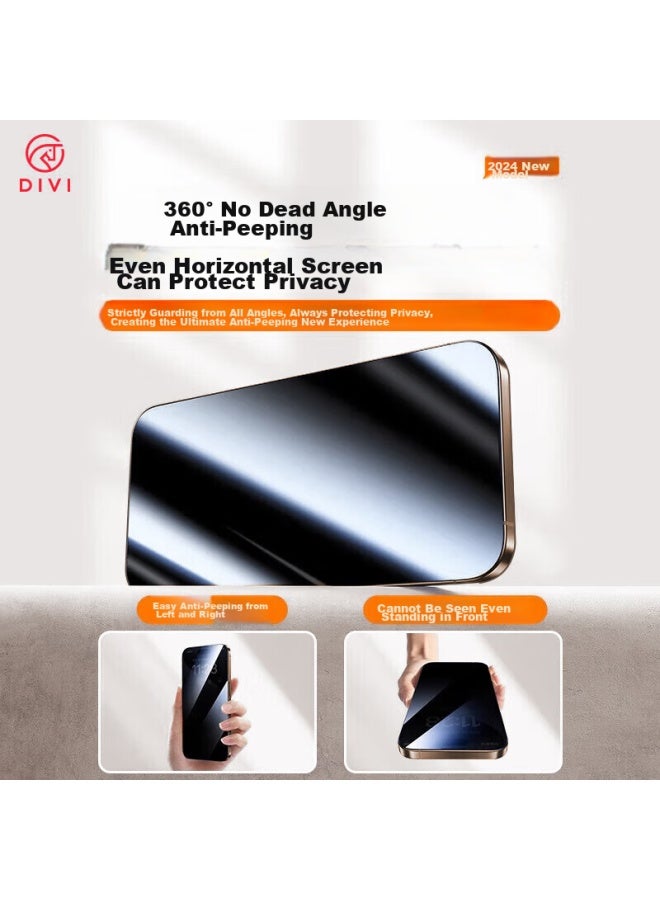 Divi Privacy Screen Protector For Iphone 16, 360° Anti-peeping Tempered Glass Film, Shatterproof, Anti-fingerprint, Anti-spy, Privacy Protection - Image 2