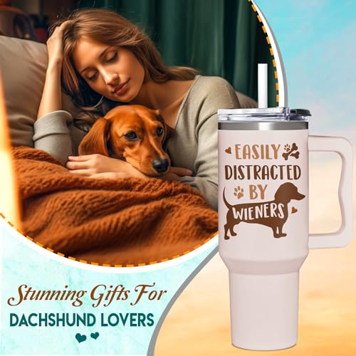 AT2Z GLOBAL Dachshund Gifts For Women, Dog Lovers - Mothers Day Gifts From Dogs - Birthday Gift For Dackel Owners - Christmas Gift for Dachshund Mom - Wiener Dogs 40oz Tumbler With Handle & Straw - Image 2