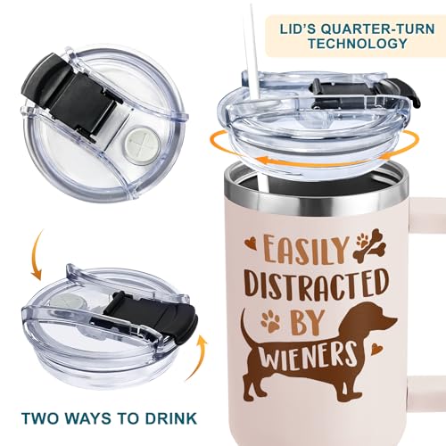 AT2Z GLOBAL Dachshund Gifts For Women, Dog Lovers - Mothers Day Gifts From Dogs - Birthday Gift For Dackel Owners - Christmas Gift for Dachshund Mom - Wiener Dogs 40oz Tumbler With Handle & Straw - Image 4