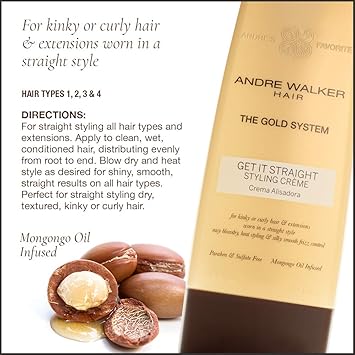 Andre Walker Hair أندريه ووكر للشعر نظام الذهب كريم تصفيف الشعر المستقيم 85 أونصة سائلة من أندريه ووكر للشعر - Image 4