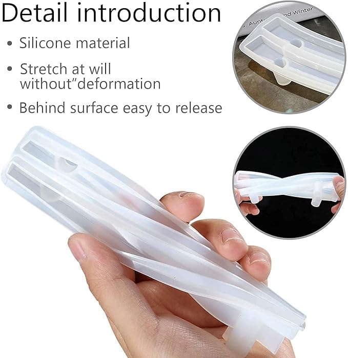 ADOERE قالب صينية بمقبض سيليكون ADOERE 2 فتحات مصنوع يدويًا لأدوات DIY لمقابض صينية الراتنج، لوح تقديم، طبق فواكه وصينية مجوهرات (قالب مقبض على شكل حرف S) - Image 5